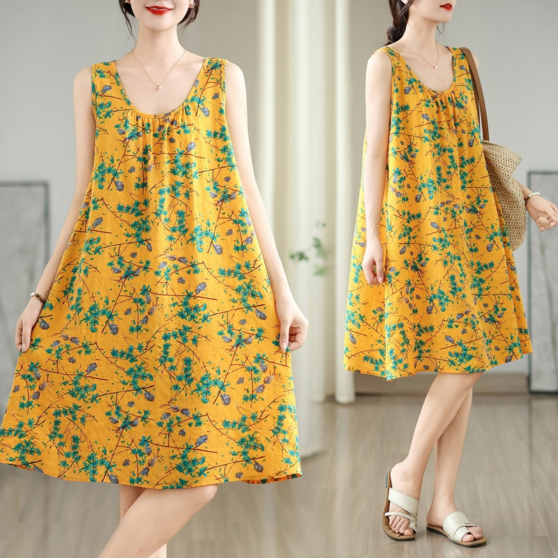 Linum Home Textiles - 여름 얇은 면 린넨 A라인 드레스