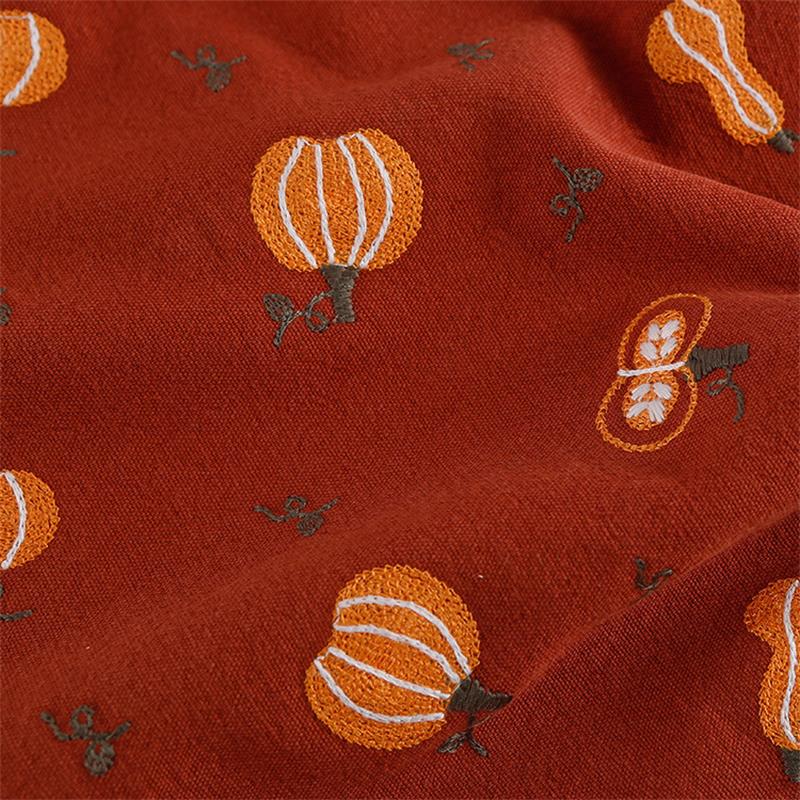 Linum Home Textiles - 면 린넨 호박 자수 원단 수제