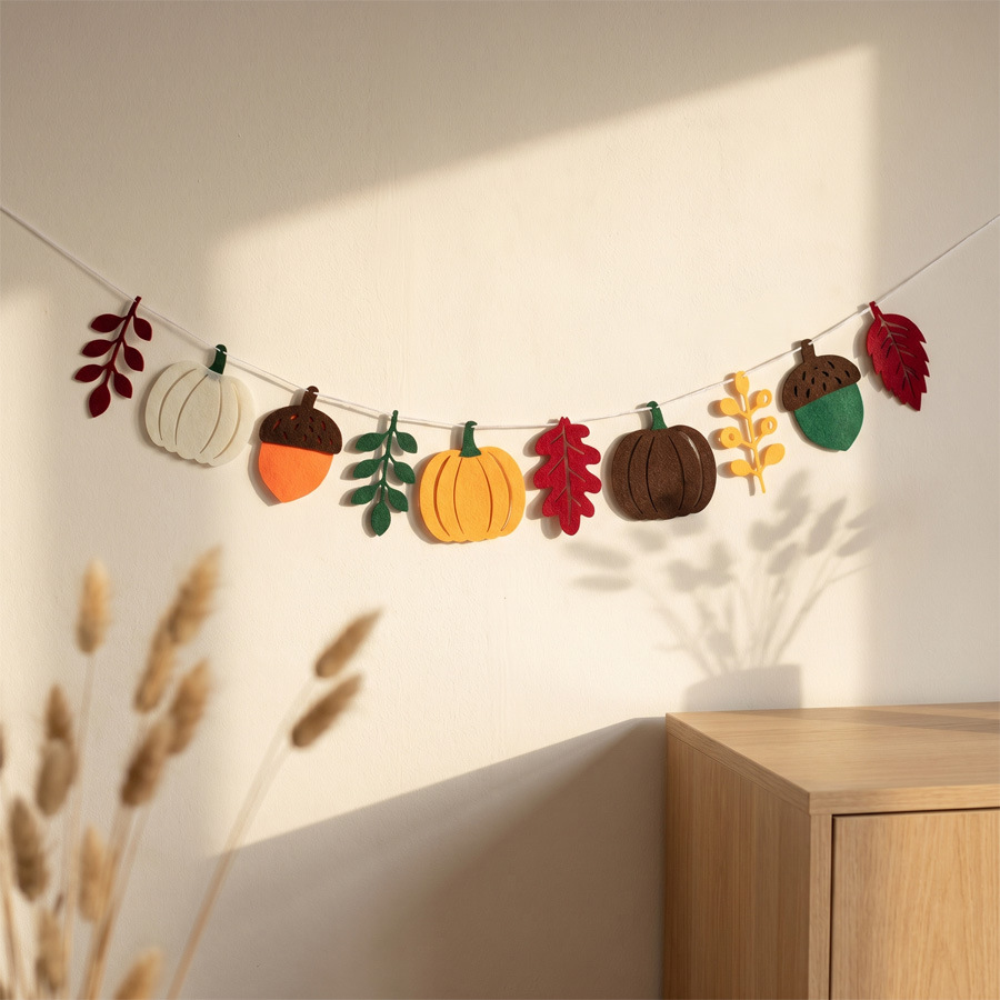 Home Textiles And Decor - 가을 호박잎 깃발 수확 축제 벽난로