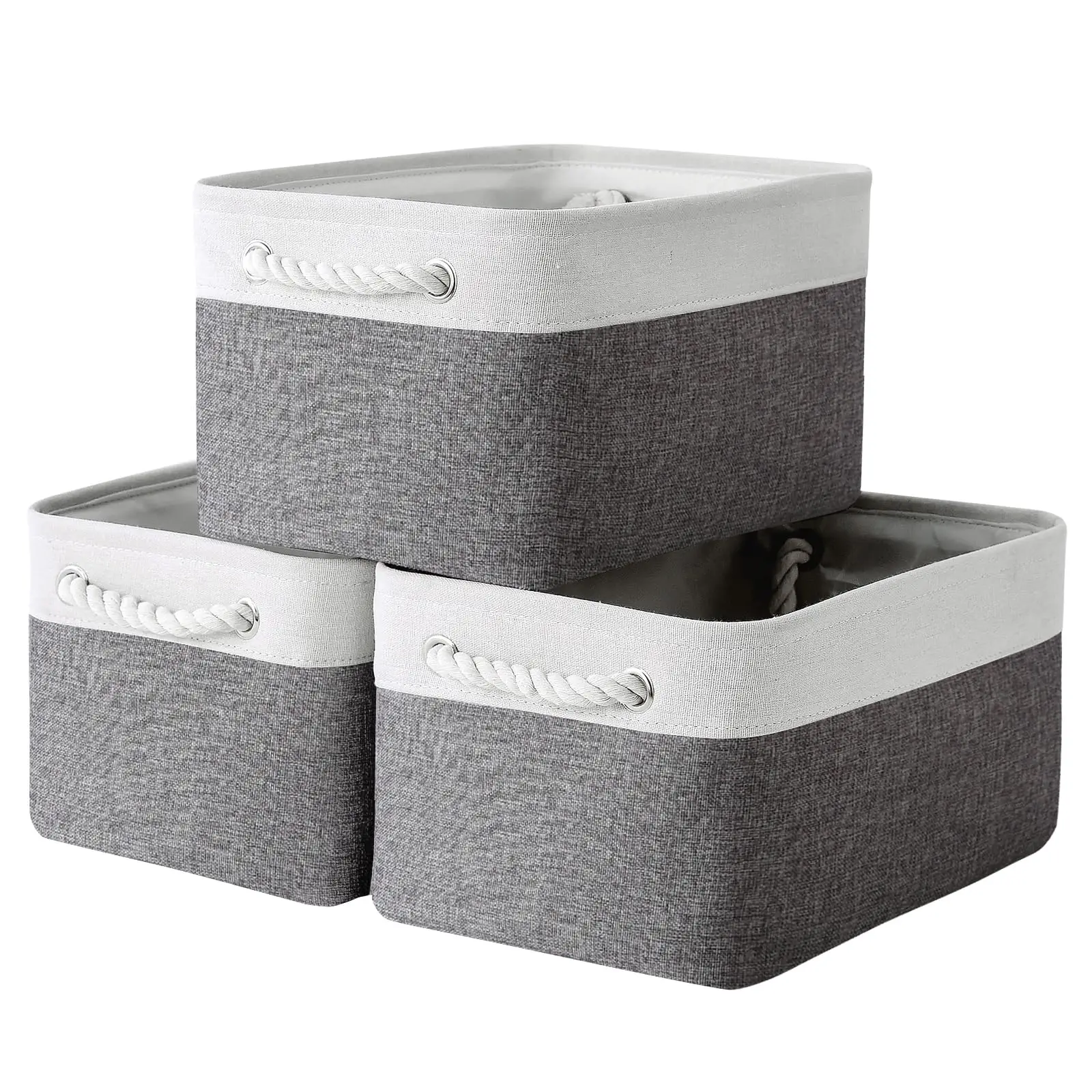 Linum Home Textiles - 손잡이가있는 접이식 리넨 보관 상자 홈