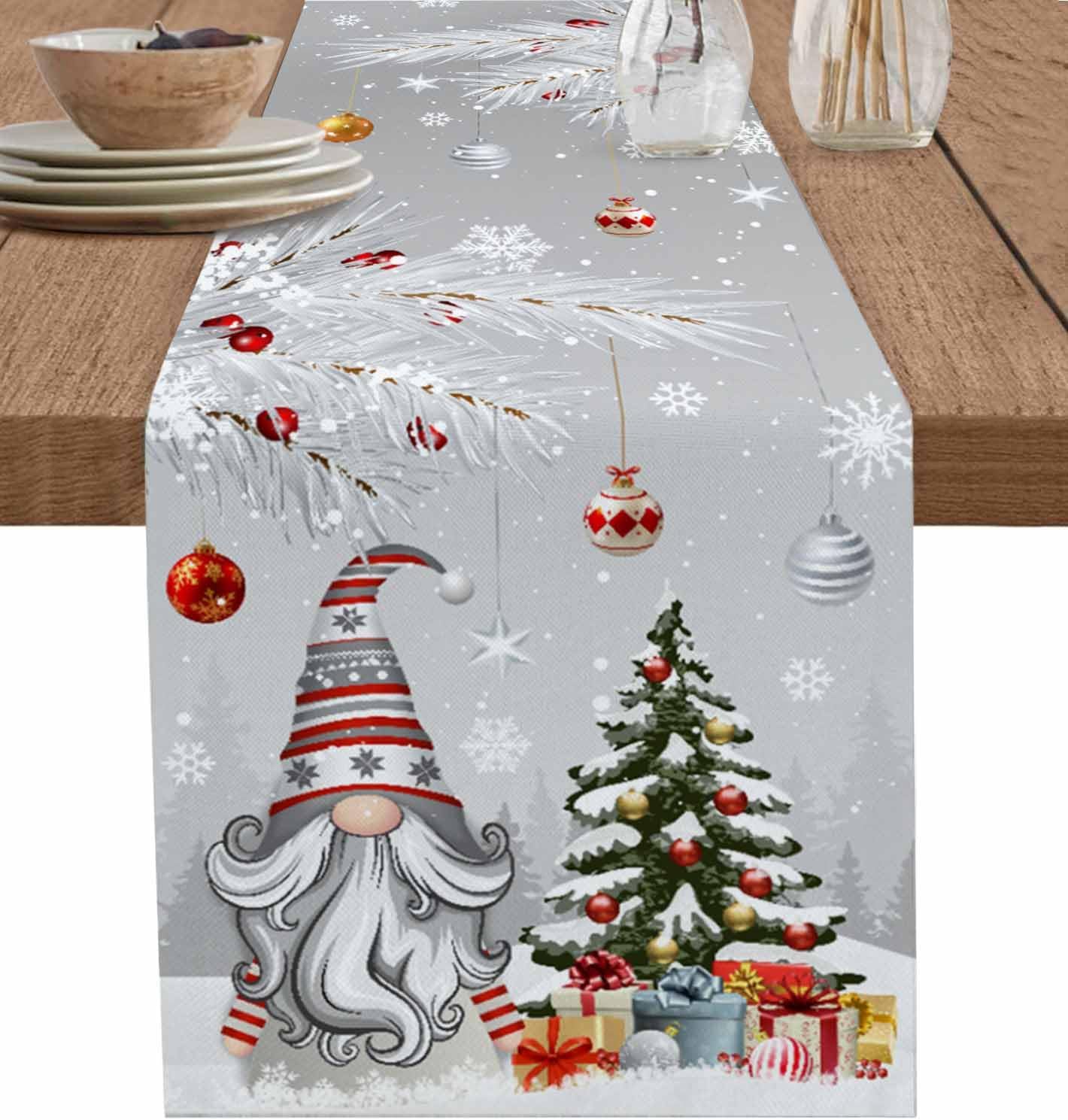 Linum Home Textiles - 크리스마스 회색 격언 리넨 테이블 러너