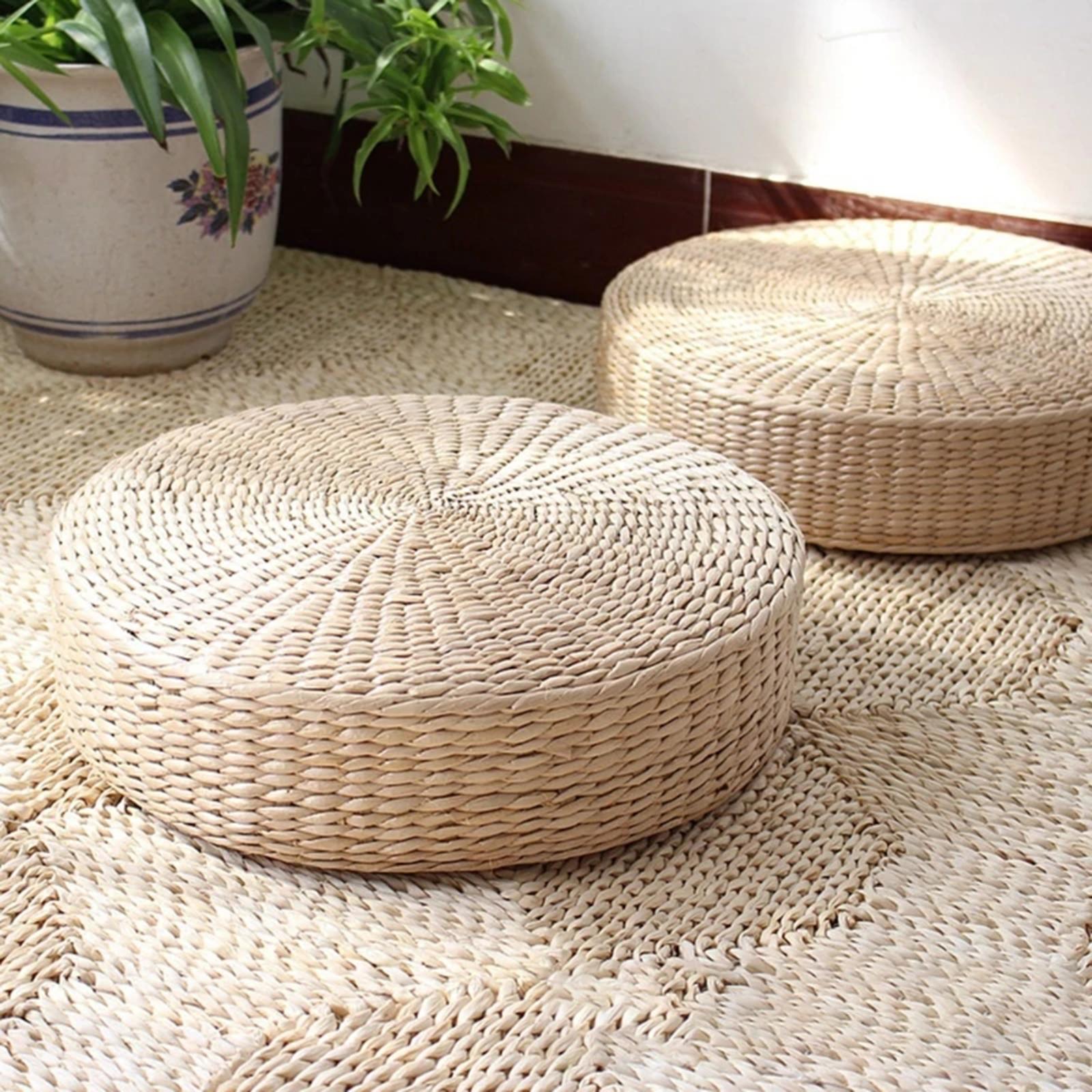 천연 짚 원형 푸프 수제 직조 타타미 쿠션 바닥 일본식 - Japanese Home Textiles 리뷰 및 가격