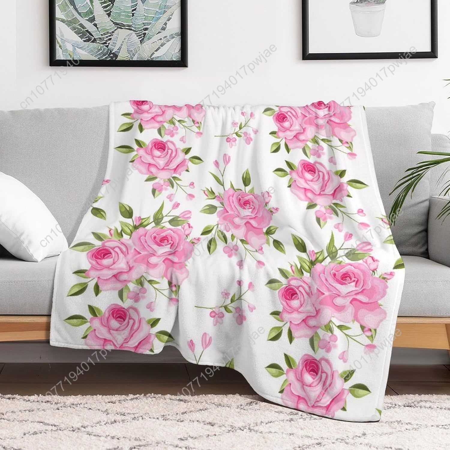 핑크 꽃무늬 담요 플로럴 데코 선물 여성 남성용 슈퍼  - Home Textiles And Decor 리뷰 및 가격