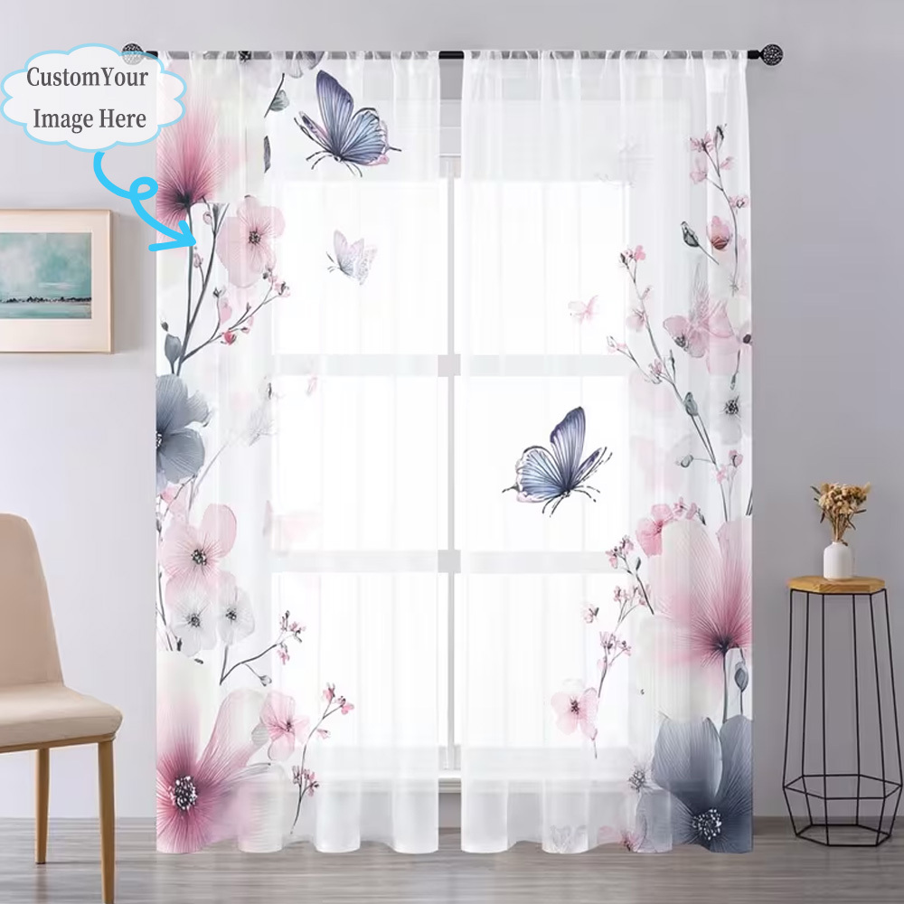 맞춤형 2D 플랫 2피스 시어 커튼, 원하는 디자인/이 - Home Textiles And Decor 리뷰 및 가격