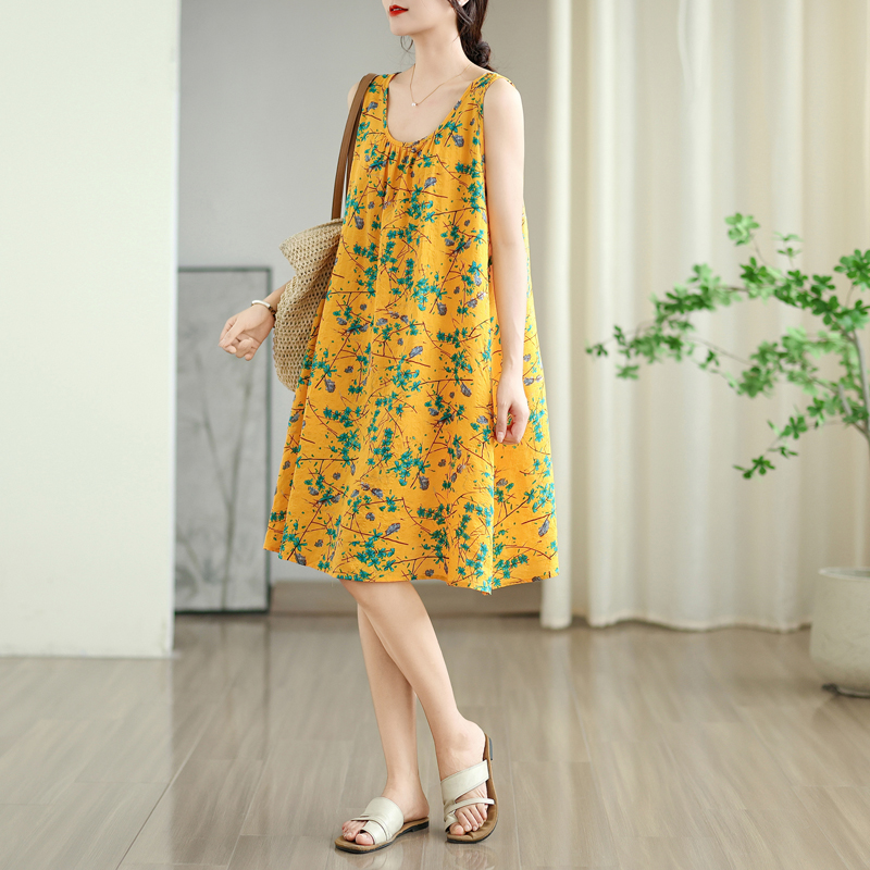 여름 얇은 면 린넨 A라인 드레스 여성용 루즈핏 캐주얼 - Linum Home Textiles 리뷰 및 가격