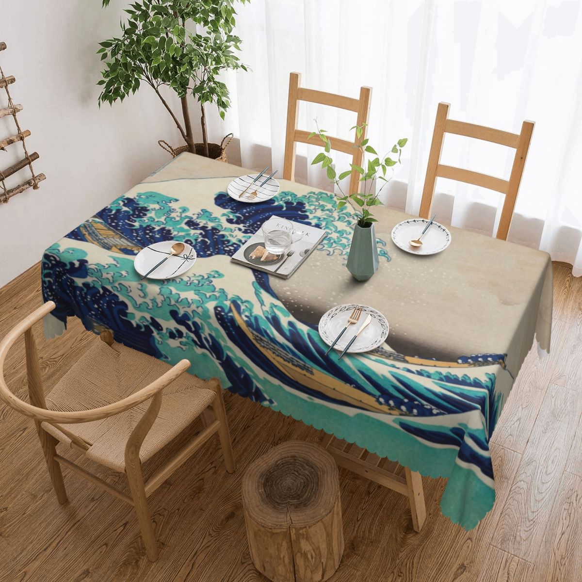 그레이트 웨이브 오프 가나가와 빈티지 일본 식탁보, 직 - Japanese Home Textiles 리뷰 및 가격